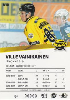 2016-17 Cardset Finland - Rookie Series 1 #RC 189 Ville Vainikainen Back
