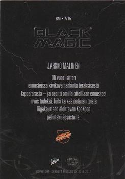 2016-17 Cardset Finland - Black Magic #BM7 Jarkko Malinen Back