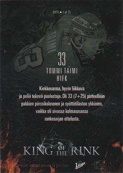 2016-17 Cardset Finland - King of the Rink #KOTR1 Tommi Taimi Back