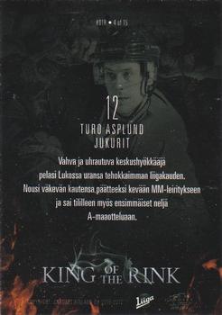 2016-17 Cardset Finland - King of the Rink #KOTR4 Turo Asplund Back