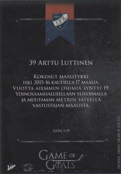 2016-17 Cardset Finland - A Game of Goals #GOG1 Arttu Luttinen Back