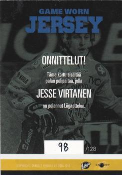 2016-17 Cardset Finland - Game Worn Jersey Series 1 Exchange #GWJ6 Jesse Virtanen Back