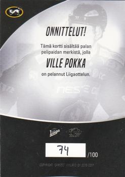 2016-17 Cardset Finland - Patch Series 1 Exchange #PATCH2 Ville Pokka Back