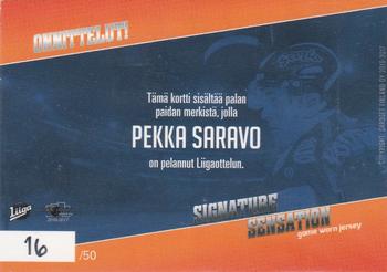 2016-17 Cardset Finland - Signature Sensation Series 1 Exchange #SS5 Pekka Saravo Back