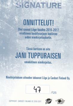 2016-17 Cardset Finland - Signature #NNO Jani Tuppurainen Back