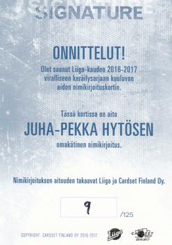 2016-17 Cardset Finland - Signature #NNO Juha-Pekka Hytönen Back
