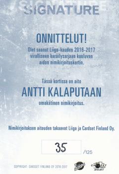 2016-17 Cardset Finland - Signature #NNO Antti Kalapudas Back