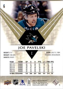 2016-17 Upper Deck Trilogy #6 Joe Pavelski Back