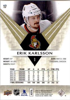 2016-17 Upper Deck Trilogy #17 Erik Karlsson Back