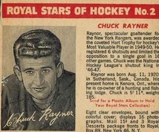1952 Royal Desserts #2 Chuck Rayner Front