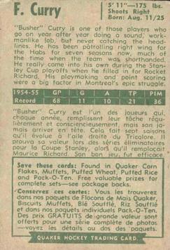 1955-56 Parkhurst Quaker Oats #40 Floyd Curry Back
