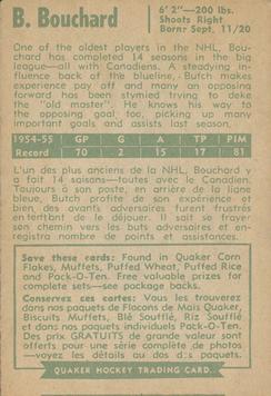 1955-56 Parkhurst Quaker Oats #46 Butch Bouchard Back
