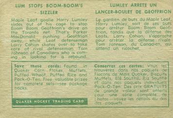 1955-56 Parkhurst Quaker Oats #70 Lum Stops Boom-Boom Back