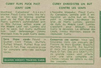 1955-56 Parkhurst Quaker Oats #76 Curry Scores Again Back