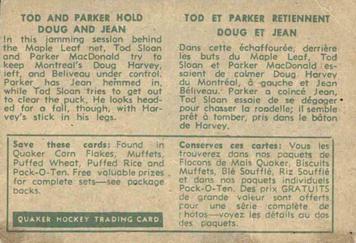 1955-56 Parkhurst Quaker Oats #77 Jammed On The Boards Back