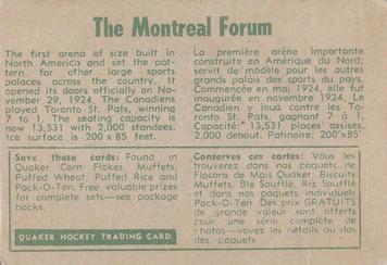 1955-56 Parkhurst Quaker Oats #78 The Montreal Forum Back