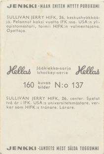 1965 Hellas/Jenkki Jaakiekkosarja (Finnish) #137 Jerry Sullivan Back