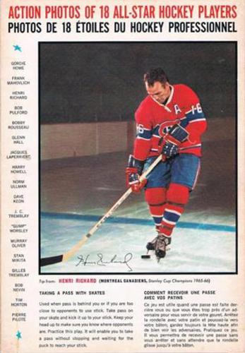1966-67 General Mills All-Star Hockey Players Tips #NNO Henri Richard Front