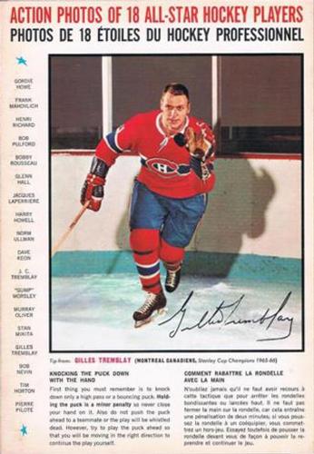 1966-67 General Mills All-Star Hockey Players Tips #NNO Gilles Tremblay Front
