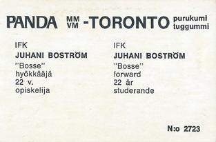 1972 Panda MM/VM-Toronto (Finnish/Swedish) #NNO Juhani Bostrom Back