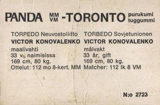 1972 Panda MM/VM-Toronto (Finnish/Swedish) #NNO Viktor Konovalenko Back