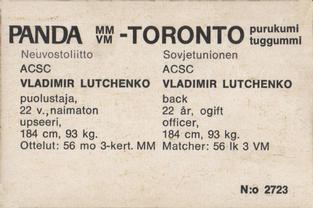 1972 Panda MM/VM-Toronto (Finnish/Swedish) #NNO Vladimir Lutchenko Back