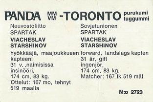 1972 Panda MM/VM-Toronto (Finnish/Swedish) #NNO Vyacheslav Starshinov Back
