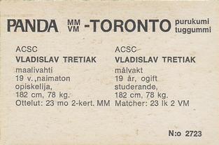 1972 Panda MM/VM-Toronto (Finnish/Swedish) #NNO Vladislav Tretiak Back