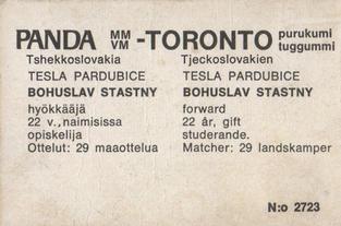 1972 Panda MM/VM-Toronto (Finnish/Swedish) #NNO Bohuslav Stastny Back