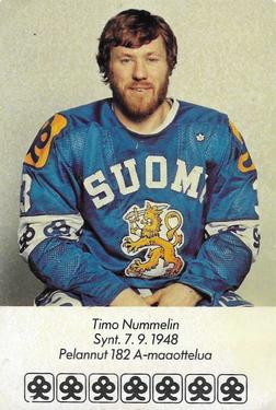 1982 Skopbank Maaottelupelaajat (Finnish) #11 Timo Nummelin Front