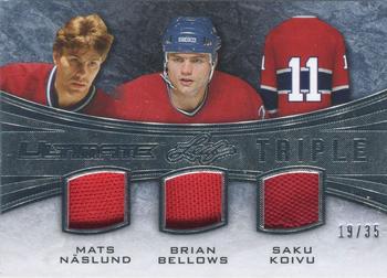 2015 Leaf Ultimate - Ultimate Triple Memorabilia Silver #UT-09 Mats Näslund / Brian Bellows / Saku Koivu Front