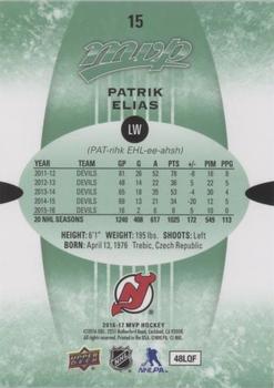2016-17 Upper Deck MVP - Green Script #15 Patrik Elias Back