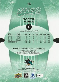 2016-17 Upper Deck MVP - Green Script #16 Martin Jones Back