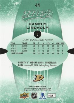 2016-17 Upper Deck MVP - Green Script #44 Hampus Lindholm Back