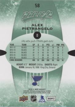 2016-17 Upper Deck MVP - Green Script #58 Alex Pietrangelo Back