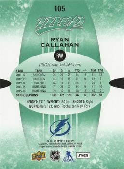2016-17 Upper Deck MVP - Green Script #105 Ryan Callahan Back