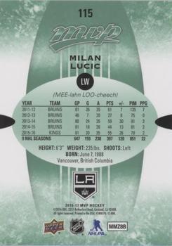 2016-17 Upper Deck MVP - Green Script #115 Milan Lucic Back