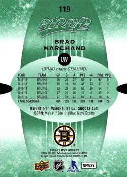 2016-17 Upper Deck MVP - Green Script #119 Brad Marchand Back