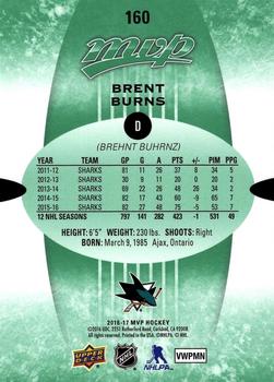2016-17 Upper Deck MVP - Green Script #160 Brent Burns Back