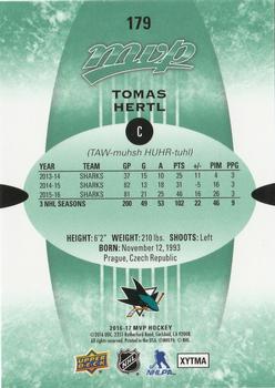 2016-17 Upper Deck MVP - Green Script #179 Tomas Hertl Back