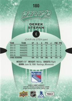 2016-17 Upper Deck MVP - Green Script #180 Derek Stepan Back
