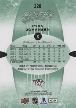 2016-17 Upper Deck MVP - Green Script #228 Ryan Johansen Back