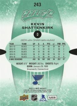 2016-17 Upper Deck MVP - Green Script #243 Kevin Shattenkirk Back