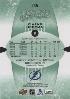 2016-17 Upper Deck MVP - Green Script #245 Victor Hedman Back