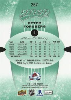 2016-17 Upper Deck MVP - Green Script #267 Peter Forsberg Back