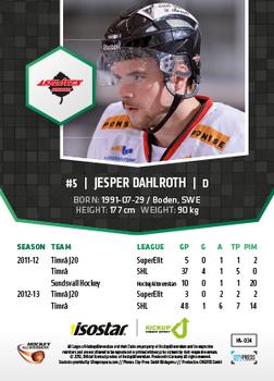 2013-14 HockeyAllsvenskan #HA-034 Jesper Dahlroth Back