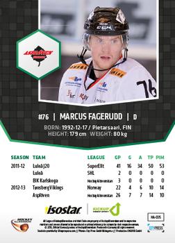 2013-14 HockeyAllsvenskan #HA-035 Marcus Fagerudd Back