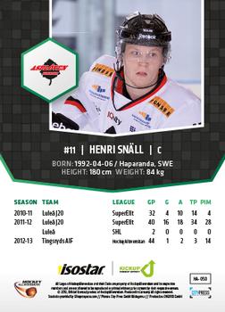 2013-14 HockeyAllsvenskan #HA-050 Henri Snäll Back