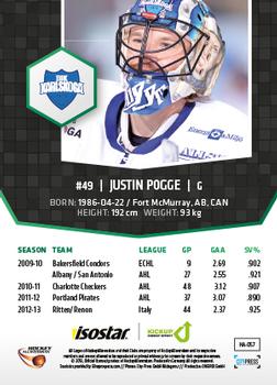 2013-14 HockeyAllsvenskan #HA-057 Justin Pogge Back