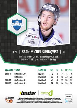 2013-14 HockeyAllsvenskan #HA-063 Sean-Michel Sunnqvist Back